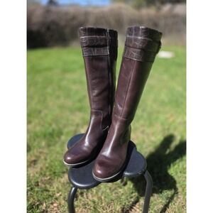 NATURALIZER Women's Dark Brown Hunter Oxford Tall Leather Boots Size 8.5